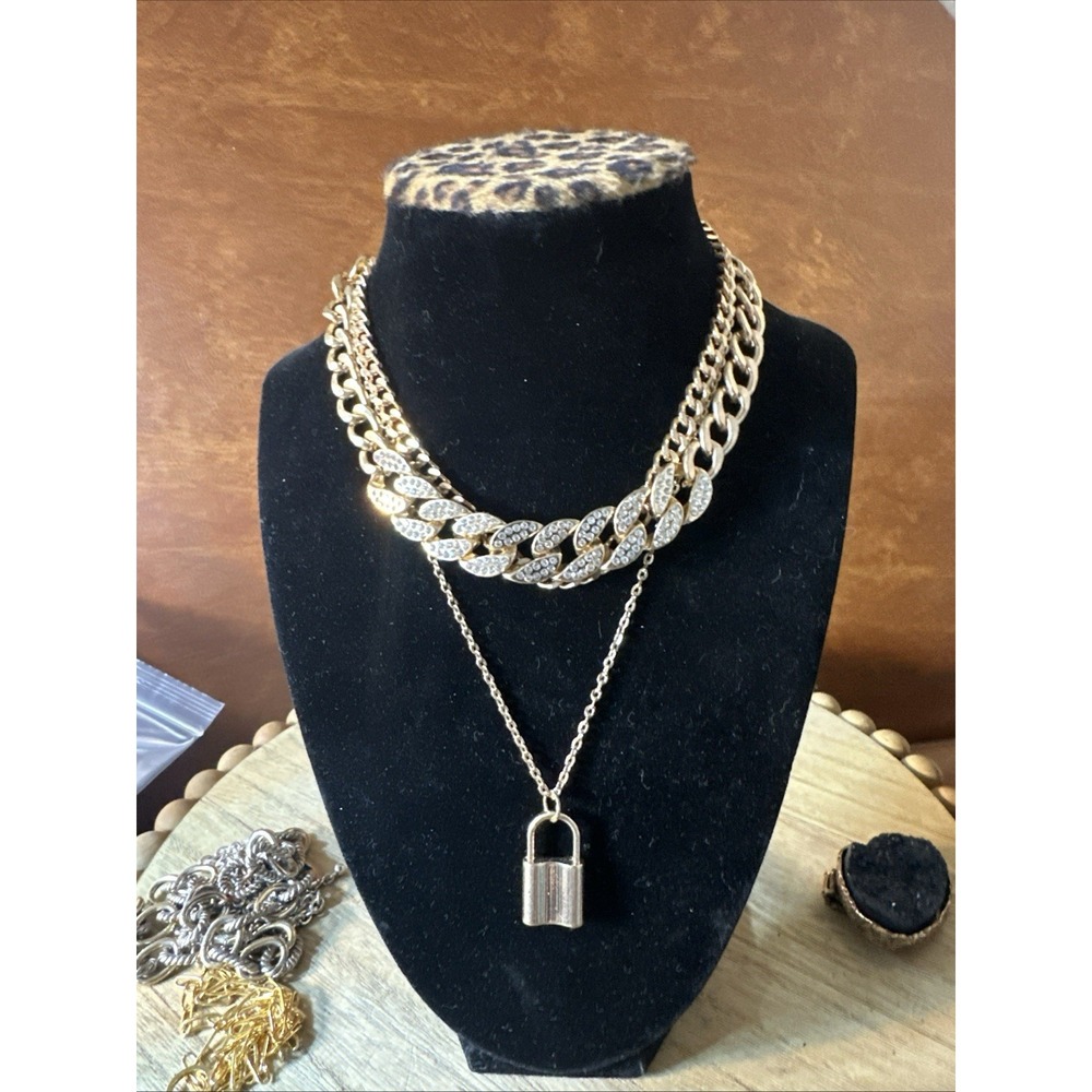 3 Strand Vintage Gold  Chain Necklace